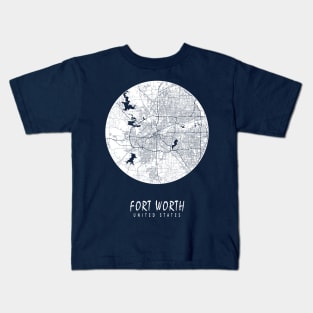 Fort Worth, USA City Map - Full Moon Kids T-Shirt